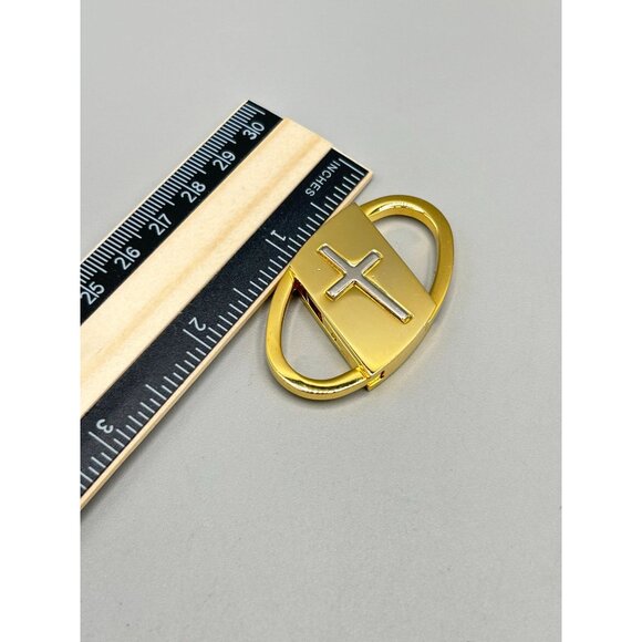Religious Keyring Cross Design Gold Oval Travel Prayerfully Carefully Keychain - Picture 5 of 5